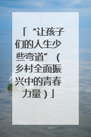 “让孩子们的人生少些弯道”（乡村全面振兴中的青春力量）