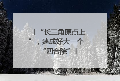 “长三角原点上”，建成好大一个“四合院”
