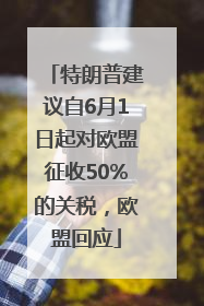 特朗普建议自6月1日起对欧盟征收50%的关税，欧盟回应