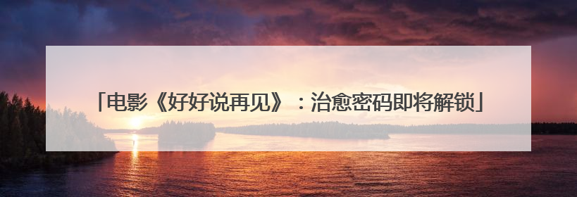 电影《好好说再见》：治愈密码即将解锁
