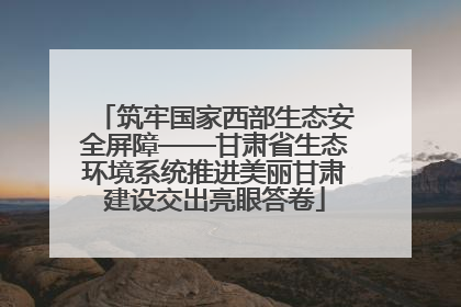 筑牢国家西部生态安全屏障——甘肃省生态环境系统推进美丽甘肃建设交出亮眼答卷
