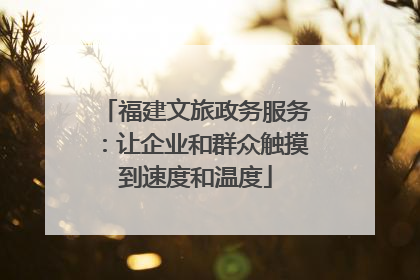 福建文旅政务服务：让企业和群众触摸到速度和温度