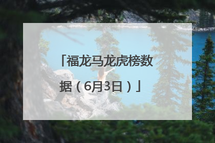 福龙马龙虎榜数据（6月3日）