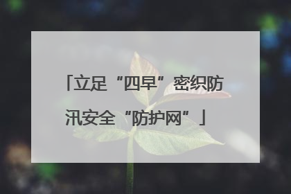 立足“四早”密织防汛安全“防护网”