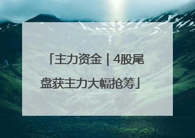 主力资金｜4股尾盘获主力大幅抢筹