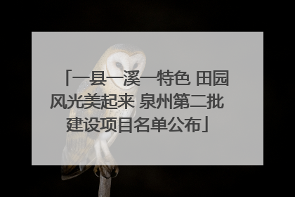 一县一溪一特色 田园风光美起来 泉州第二批建设项目名单公布