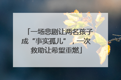 一场悲剧让两名孩子成“事实孤儿”，一次救助让希望重燃