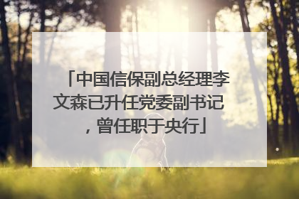 中国信保副总经理李文森已升任党委副书记，曾任职于央行