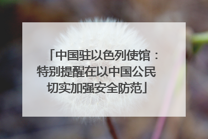 中国驻以色列使馆：特别提醒在以中国公民切实加强安全防范