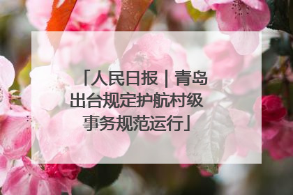人民日报｜青岛出台规定护航村级事务规范运行