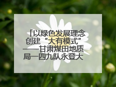 以绿色发展理念创建“大有模式”——甘肃煤田地质局一四九队永登大有煤矿勘探纪实