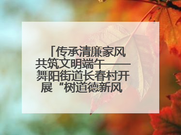 传承清廉家风 共筑文明端午——舞阳街道长春村开展“树道德新风 扬端午文化”主题活动