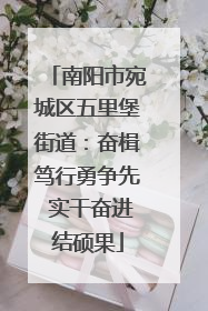 南阳市宛城区五里堡街道：奋楫笃行勇争先 实干奋进结硕果