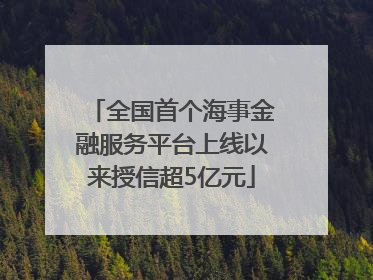 全国首个海事金融服务平台上线以来授信超5亿元