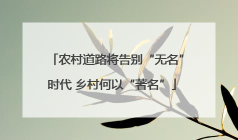 农村道路将告别“无名”时代 乡村何以“著名”