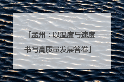 孟州：以温度与速度书写高质量发展答卷