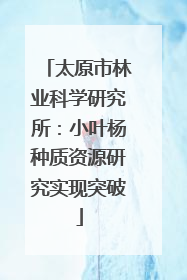 太原市林业科学研究所：小叶杨种质资源研究实现突破