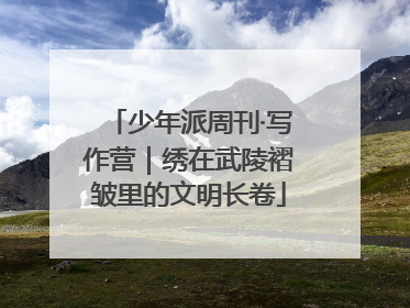 少年派周刊·写作营｜绣在武陵褶皱里的文明长卷
