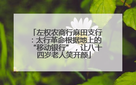 左权农商行麻田支行：太行革命根据地上的“移动银行”，让八十四岁老人笑开颜