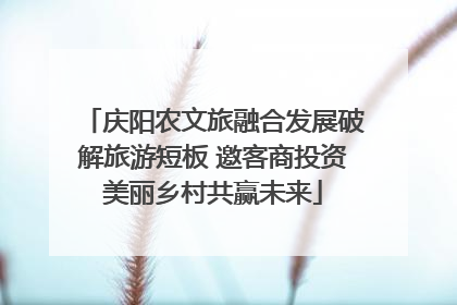 庆阳农文旅融合发展破解旅游短板 邀客商投资美丽乡村共赢未来