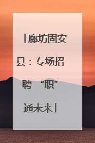 廊坊固安县：专场招聘 “职”通未来