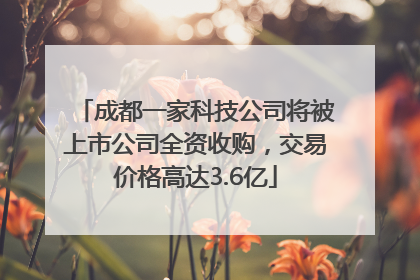 成都一家科技公司将被上市公司全资收购，交易价格高达3.6亿