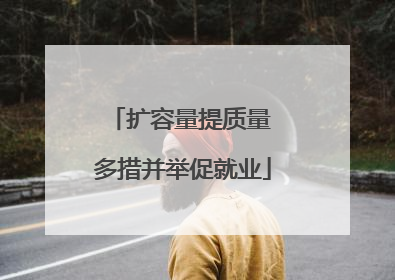 扩容量提质量 多措并举促就业