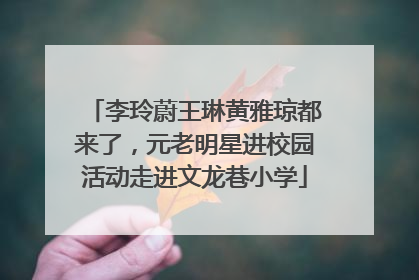李玲蔚王琳黄雅琼都来了，元老明星进校园活动走进文龙巷小学
