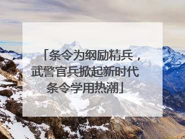条令为纲励精兵，武警官兵掀起新时代条令学用热潮