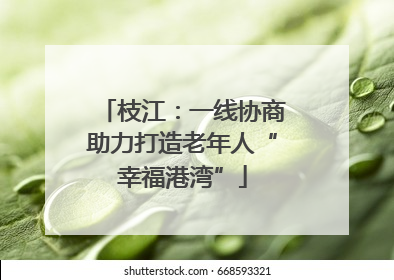 枝江：一线协商助力打造老年人“幸福港湾”