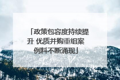 政策包容度持续提升 优质并购重组案例料不断涌现