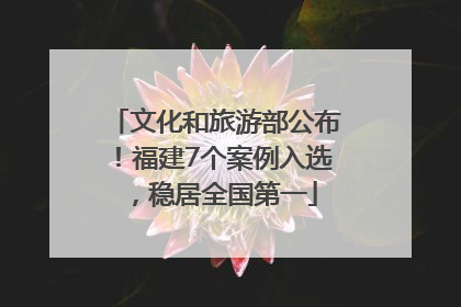 文化和旅游部公布！福建7个案例入选，稳居全国第一