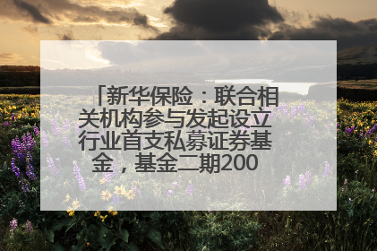新华保险：联合相关机构参与发起设立行业首支私募证券基金，基金二期200亿元已募集完毕