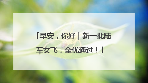 早安，你好｜新一批陆军女飞，全优通过！