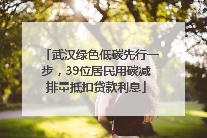 武汉绿色低碳先行一步，39位居民用碳减排量抵扣贷款利息
