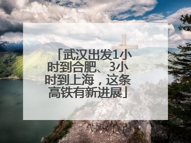 武汉出发1小时到合肥、3小时到上海，这条高铁有新进展