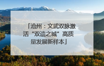沧州：文武双脉激活“双遗之城”高质量发展新样本