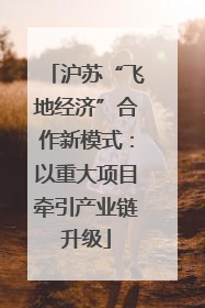 沪苏“飞地经济”合作新模式：以重大项目牵引产业链升级
