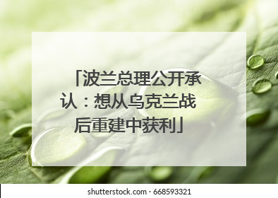 波兰总理公开承认：想从乌克兰战后重建中获利