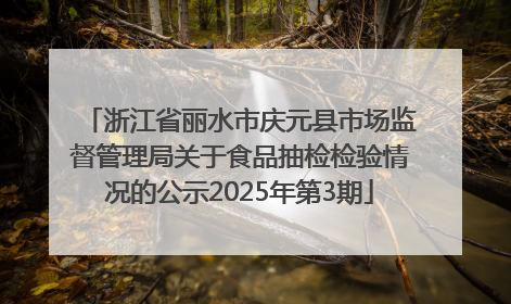 浙江省丽水市庆元县市场监督管理局关于食品抽检检验情况的公示2025年第3期