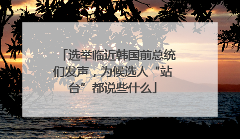 选举临近韩国前总统们发声，为候选人“站台”都说些什么