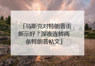 马斯克对特朗普重新示好？深夜连转两条特朗普帖文