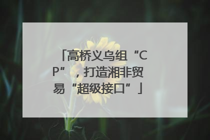 高桥义乌组“CP”，打造湘非贸易“超级接口”