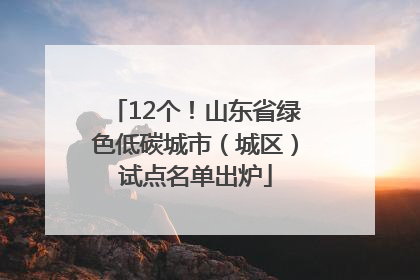 12个！山东省绿色低碳城市（城区）试点名单出炉